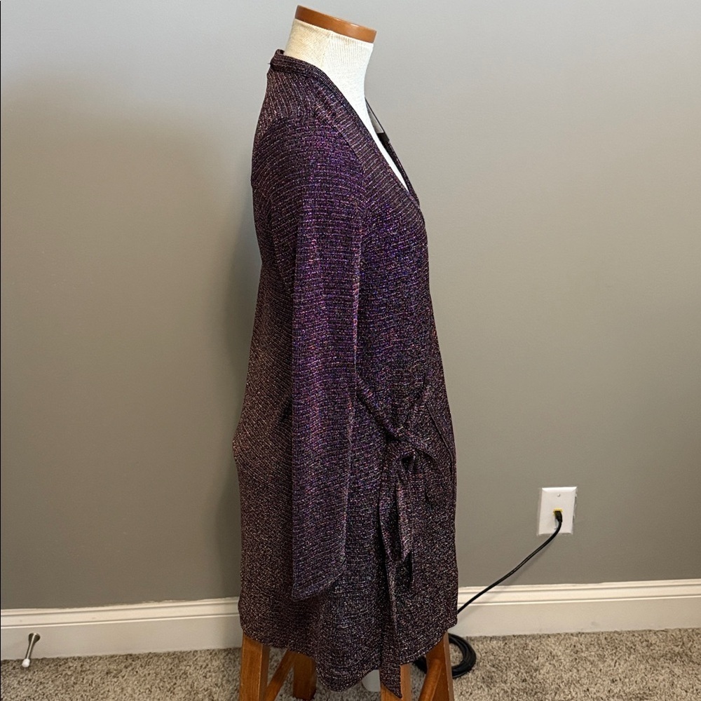 NWT!! Paige - Lucielle Metallic Long-sleeve Wrap Dress In Metallic Multi - XS - Picture 5 of 9